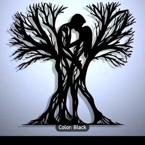 Black Silhouette Tree Couple Wall Art new In Package